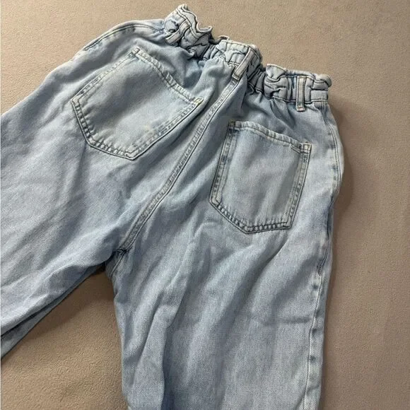 Zara Size 4 Baggy Paperbag Light Wash Jeans Denim Essential Grunge Casual Street - Picture 15 of 16